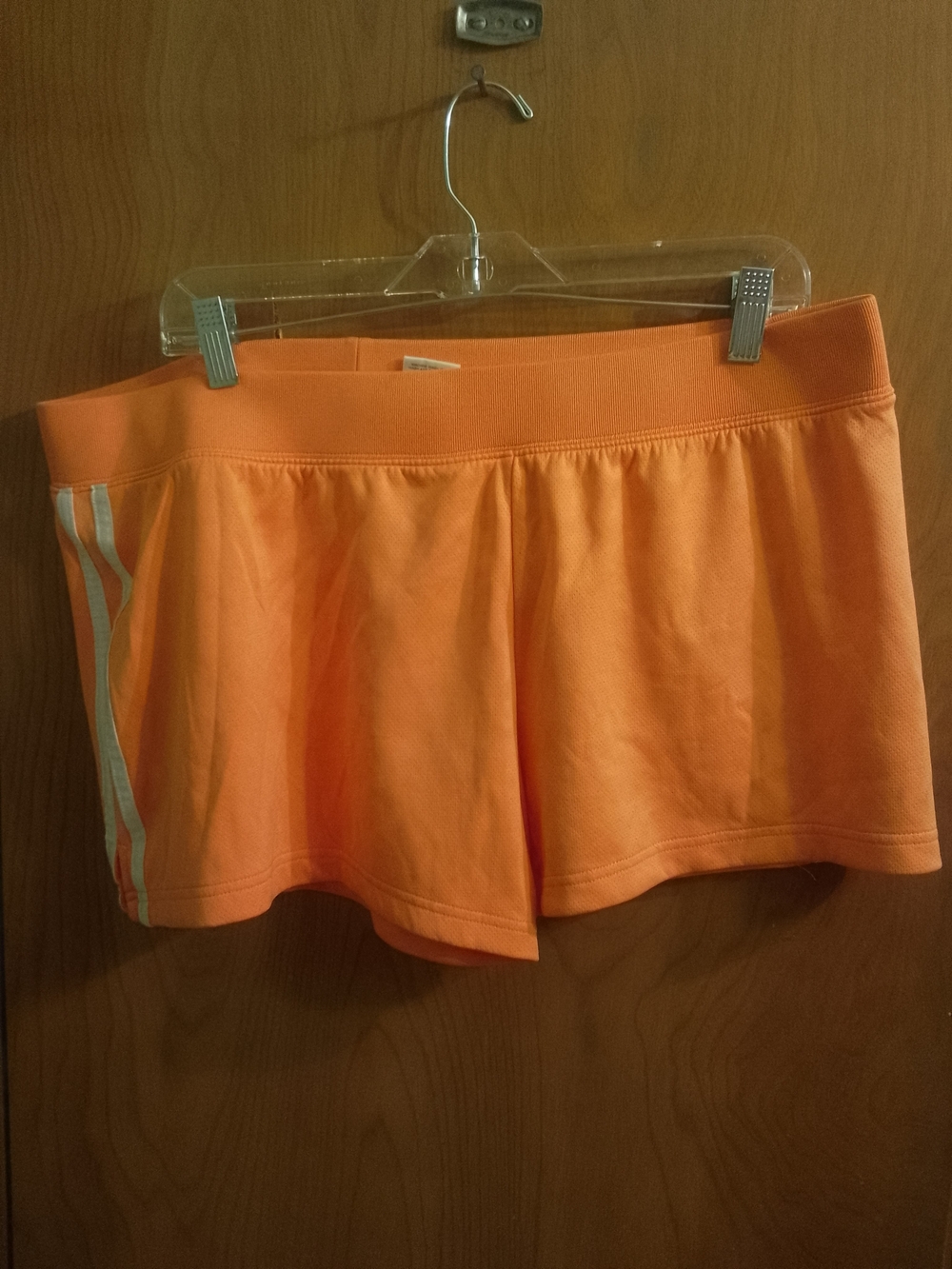 Neon Orange Athletic Works Shorts with Side Stripes Size Ladies XL‎ 16-18
